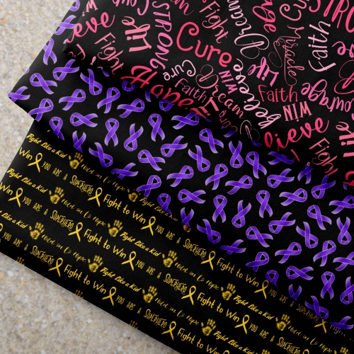 cancer awareness fabrics by the mad craft duckie studio